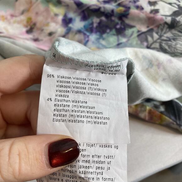 Basler Women's Blue Watercolor Floral Top Est. Size XL Cottagecore Feminine - Picture 6 of 11